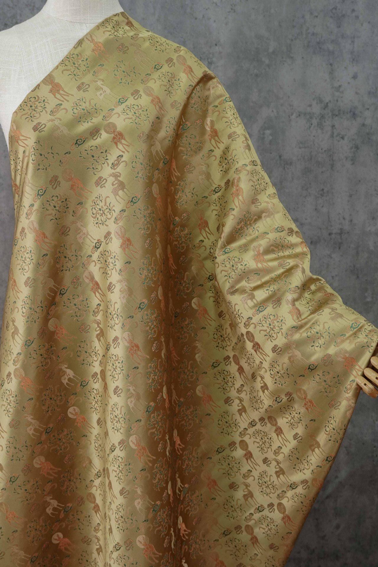 Nine-Color Deer Brocade Fabric: Chinese Hanfu Qipao Sewing Material