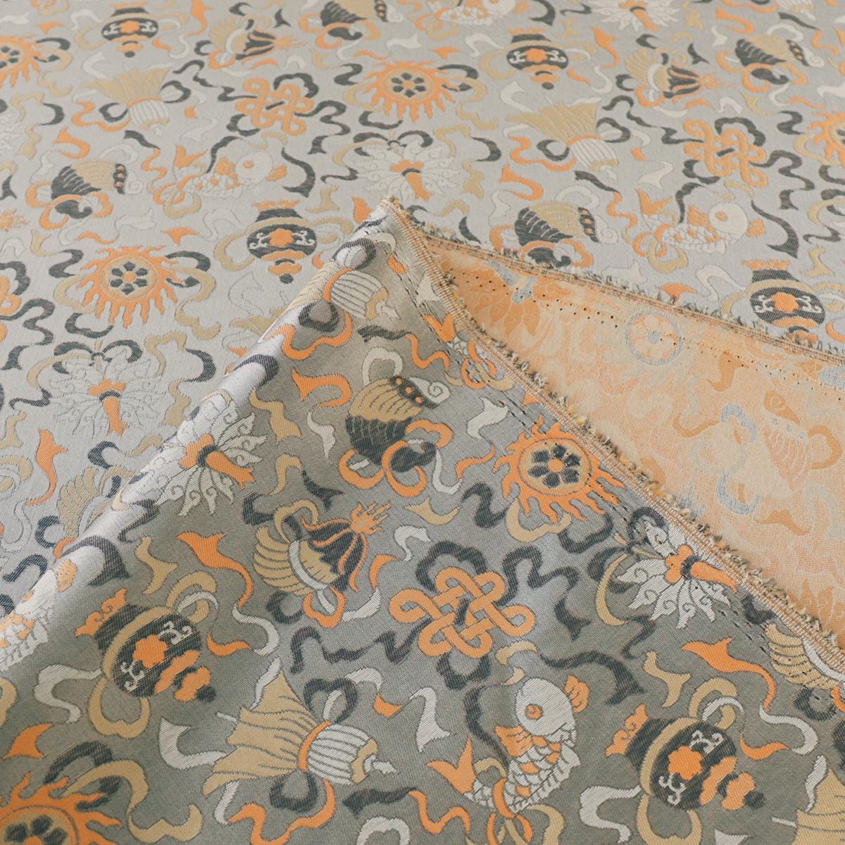 Chinese Totem Brocade Fabric: 58"W Rayon Sewing Material