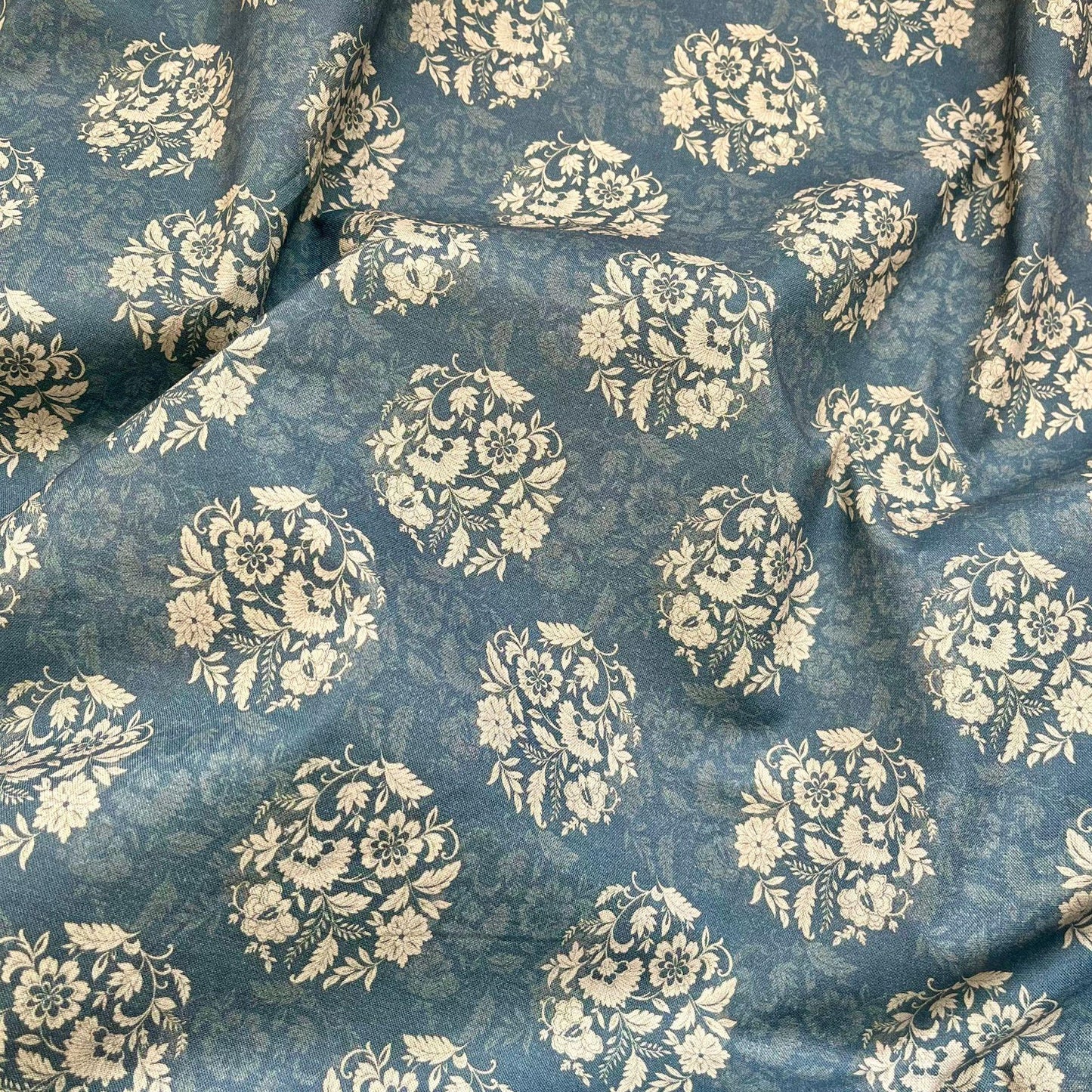 Floral Cotton Fabric: 1960s Style Print, 59" Wide
