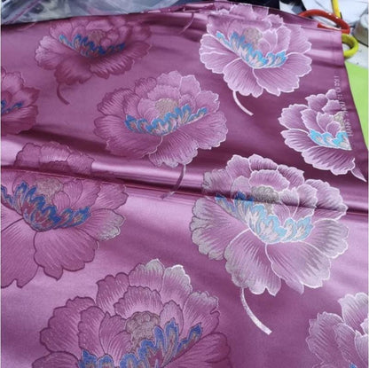 Peony Brocade Fabric: 29.5"W Tibetan Rayon Satin