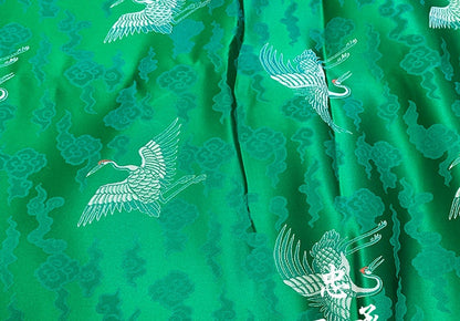 Crane Brocade Fabric: Colorful Cheongsam Qipao Material (29.5"W)