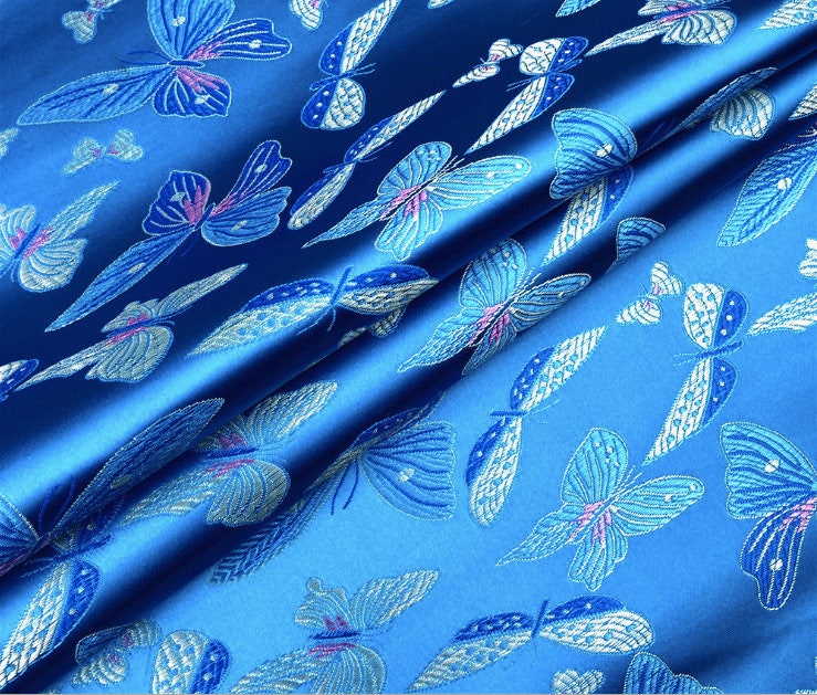 Butterfly Brocade Fabric: Silk Rayon Jacquard, Home Decor Cloth