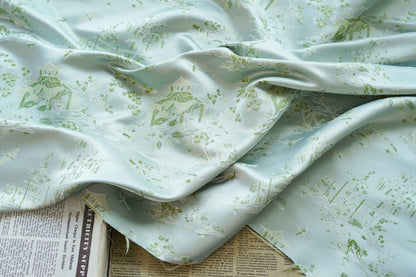 Tissu brocart « Rivière sur le festival de Qingming » : 140 cm de large, peinture chinoise, polyester