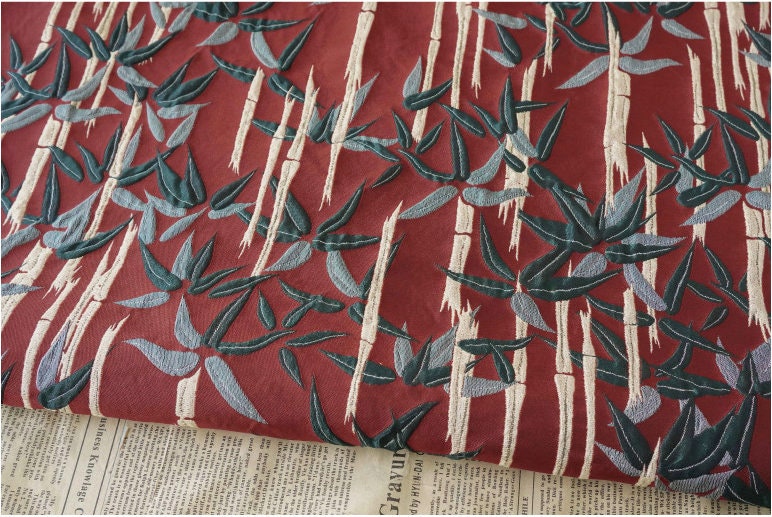 Tissu jacquard en bambou tissé : style peinture à l’huile, 152 cm de large