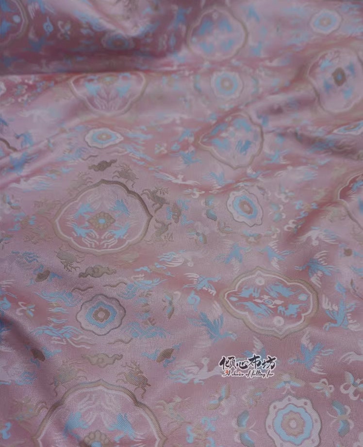 Tissu brocart à fleurs zen roses : largeur 147 cm (58 po), tissu pour costumes et décoration