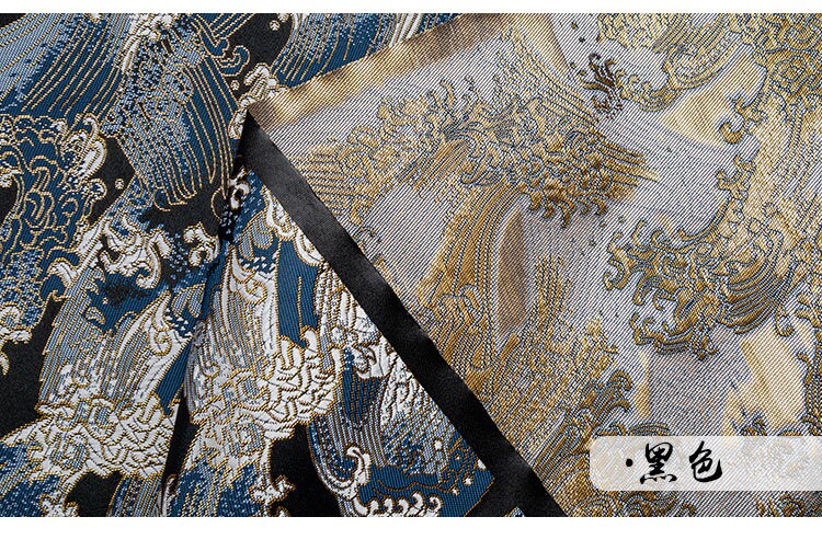 Ocean Waves Silk Rayon Brocade Fabric: Dressmaking Material (29.5/59"W)