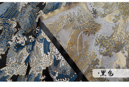 Ocean Waves Silk Rayon Brocade Fabric: Dressmaking Material (29.5/59"W)