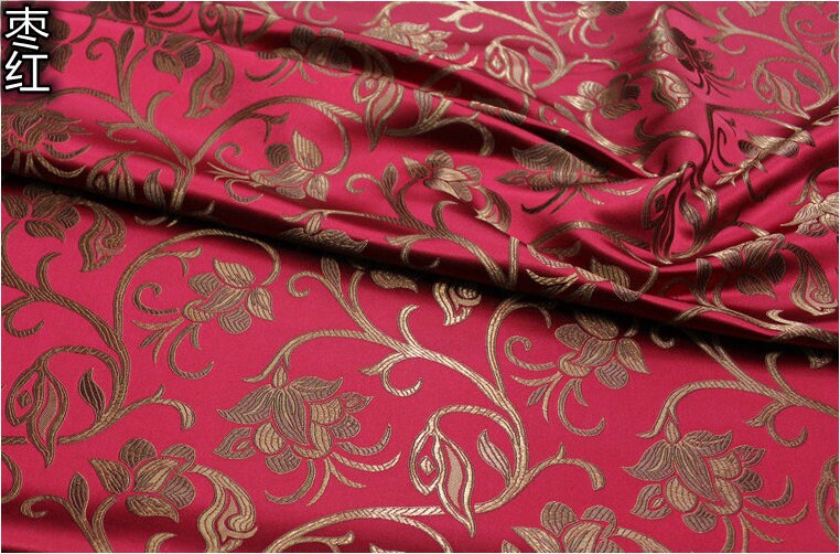 Brocart de soie à motif floral bleu, largeur 75 cm (29,5 po) - Vendu au mètre