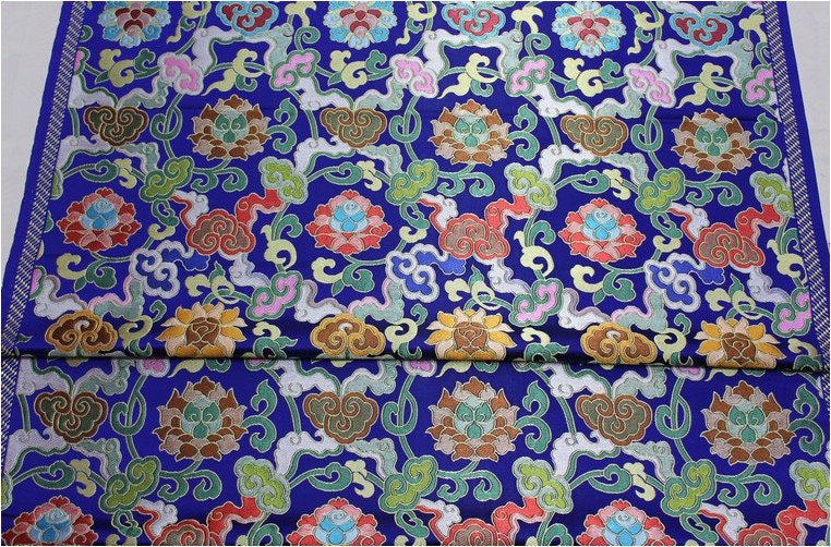 Floral Jacquard Brocade Fabric: Chinese Mongolian Style (By The Meter) - Poppylollipop
