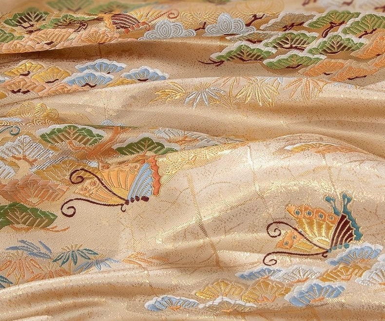 Nishijin Weaving Fabric: Japanese Butterfly Pattern, Upholstery & Costume Fabric