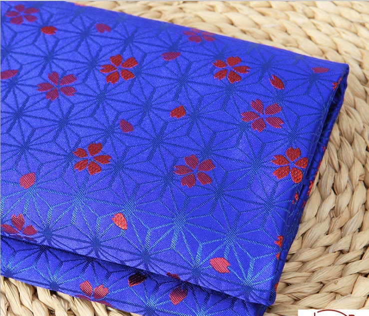 Tissu brocart jacquard Sakura : mélange de soie de style japonais (largeur : 75 cm)