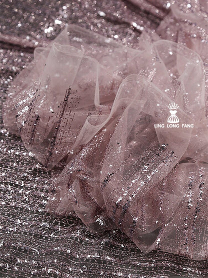 Metallic Foil Mesh Fabric, Ethnic Style, Costume, Decor - 60"