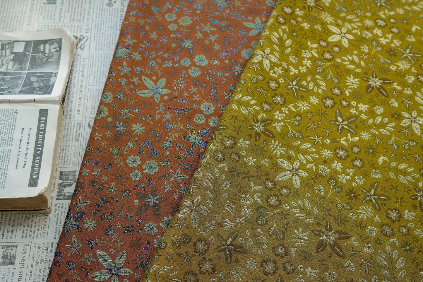 Countryside Leaf & Mini Flower Woven Fabric ��� Ideal for Crafts and Decorati" Wide