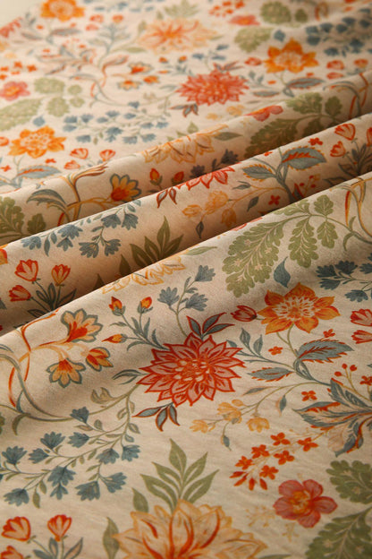Tissu Tencel Ramie à motifs floraux : Matière première pour robes, châles et décorations - Vendu au mètre