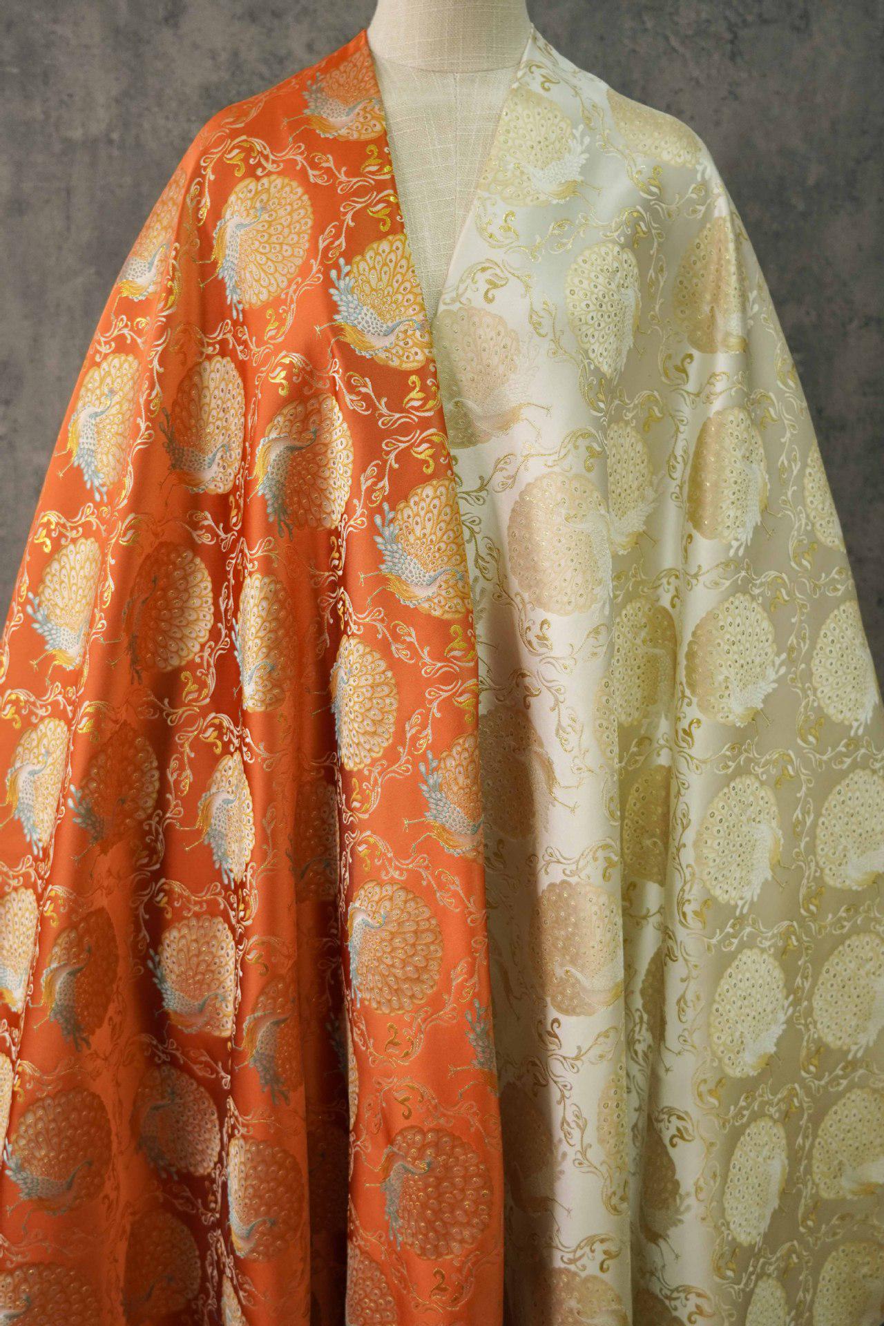 Peacock Brocade Fabric: 59���W Jacquard Damask, Costume