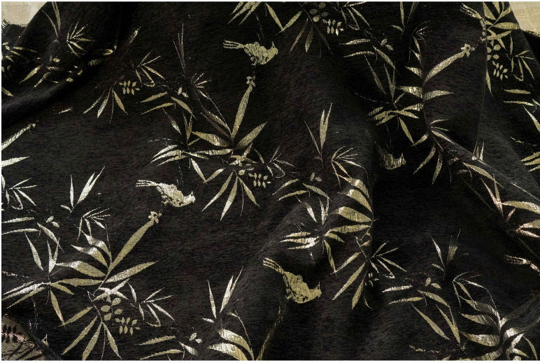 Tissu jacquard bambou doré métallisé : 147 cm de large (ameublement et décoration)