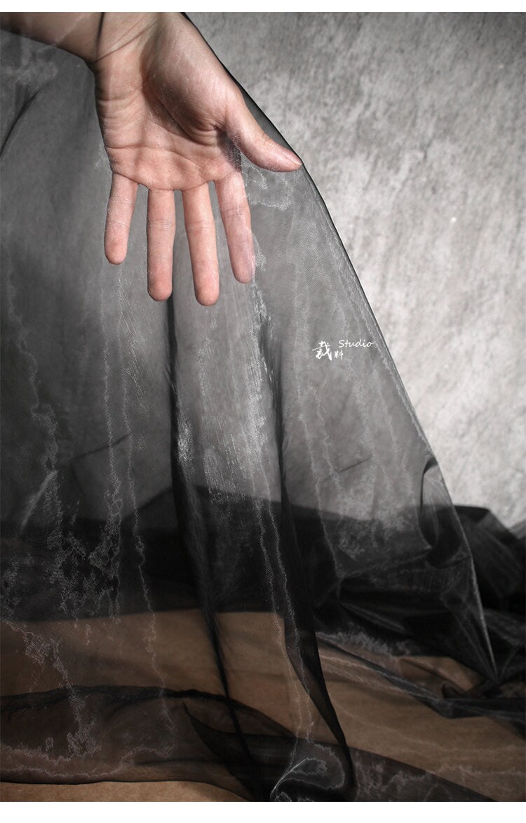 Black Organza Fabric: Sheer Glossy Mesh, Dress Skirt Material