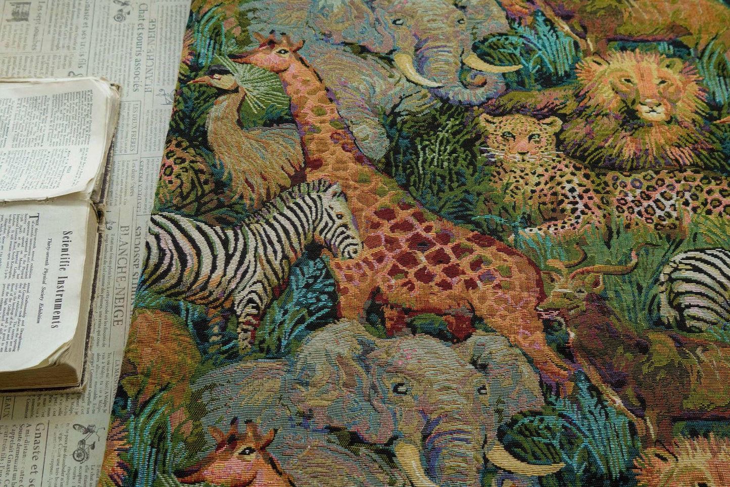 Jacquard Fabric: Wild Animals Zoo Pattern - Autumn Winter Upholstery