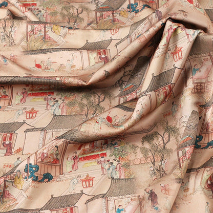 Tang Dynasty Painting Silk Fabric: Gambiered Canton Gauze (59"W)