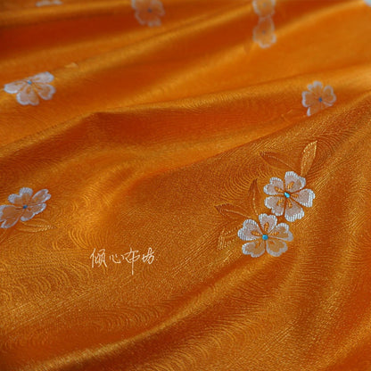 Peach Blossom Silk Brocade Fabric: Chinese Cheongsam Hanfu Material, 29.5"wide