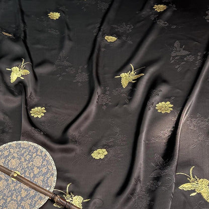 Gold Butterfly Jacquard Damask Fabric: 100% Rayon, 59" Wide