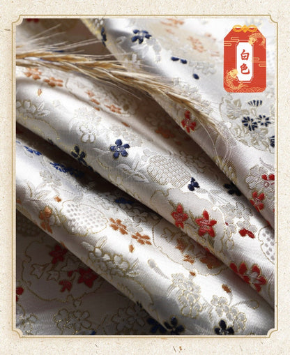 Japanese Dianthus Silk Brocade Fabric: Kimono Bowknot Sewing Material