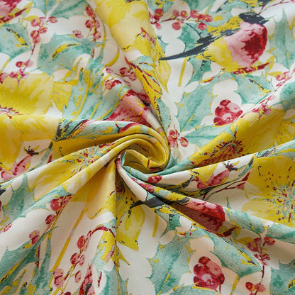 Floral Bird Jacquard Fabric: Bright Upholstery, Costume & Decor - 57"