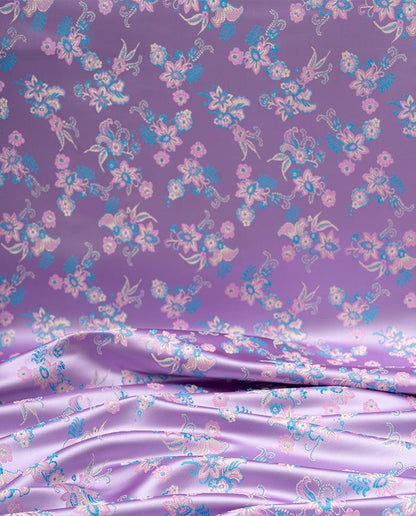 Lilac Silk Brocade Fabric: Floral Jacquard, Cheongsam Sewing Material