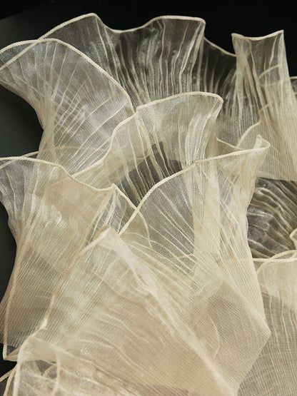 Pleated Ruffle Organza Fabric: 3D Folds, Stiff Texture, 15cm Wide