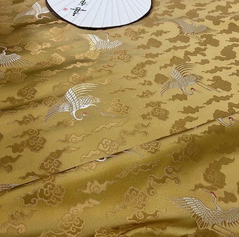 Crane Brocade Fabric: Colorful Cheongsam Qipao Material