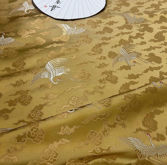 Crane Brocade Fabric: Colorful Cheongsam Qipao Material