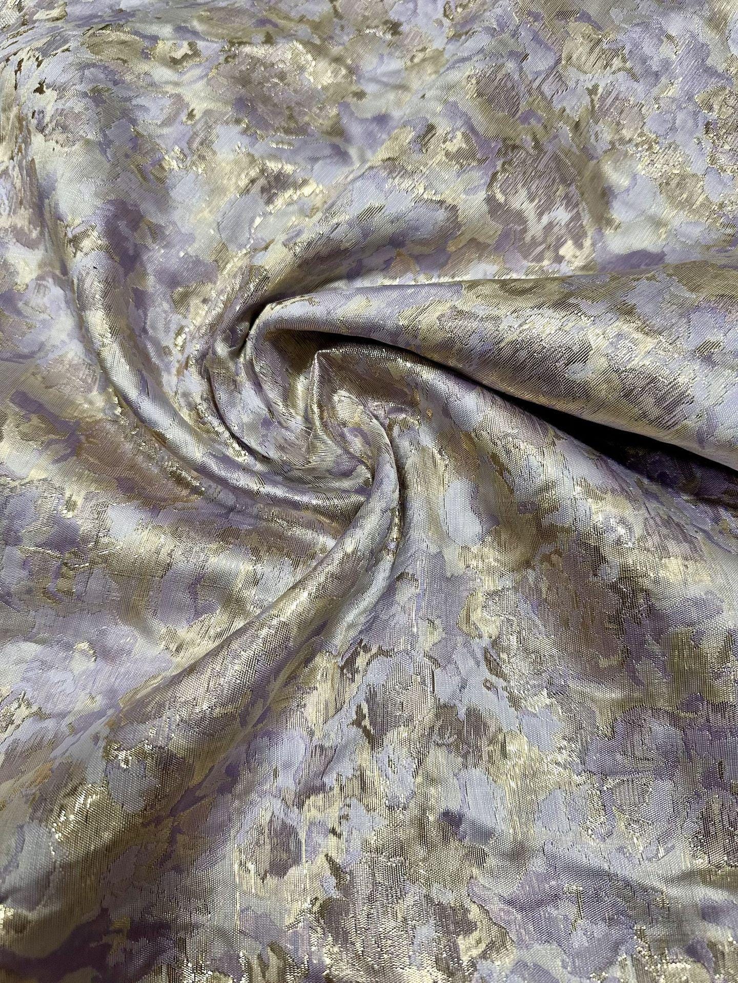 Gold Thread Jacquard Fabric ��� 3D Embossed Floral Texti" Wide
