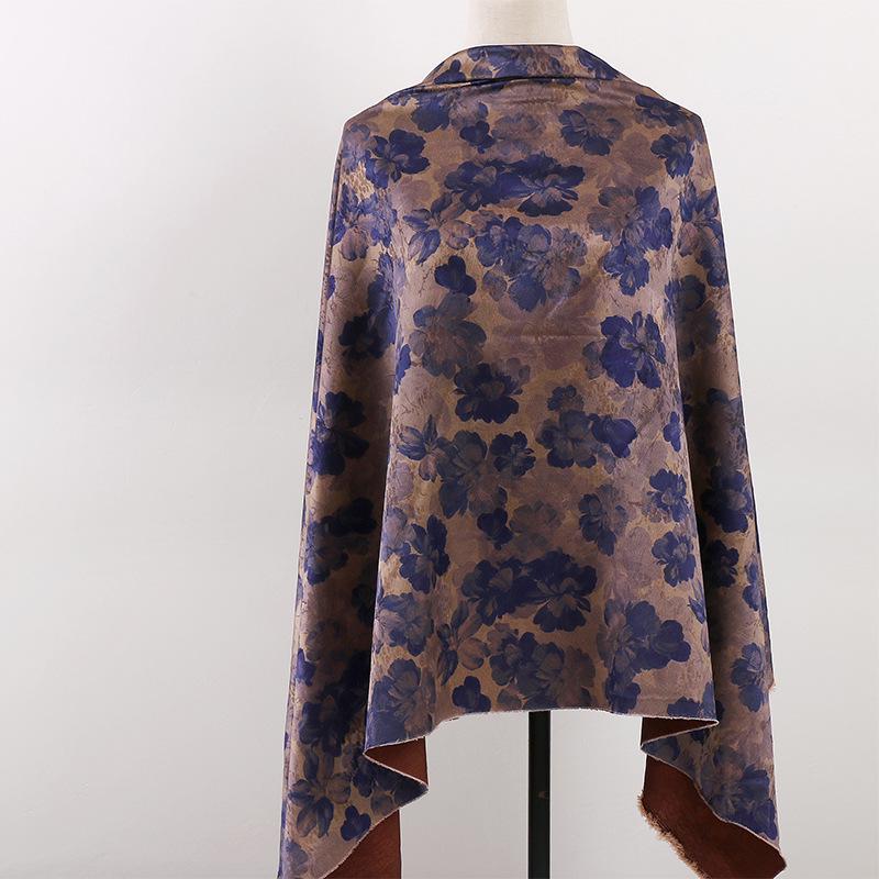 Damask Floral Silk Fabric: 59"W Digital Print Satin