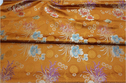 Chrysanthemum Brocade Fabric: Silk Rayon Jacquard, 29.5" Wide