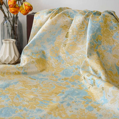 Tissu jacquard à fil doré : texture peinture à l’huile 3D, largeur 140 cm (55 po) – au mètre