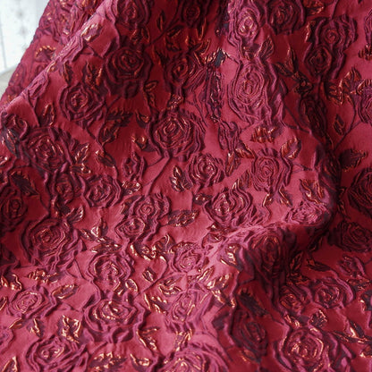 Gold Thread Floral Jacquard Fabric - 52" Wide, Prom/Upholstery
