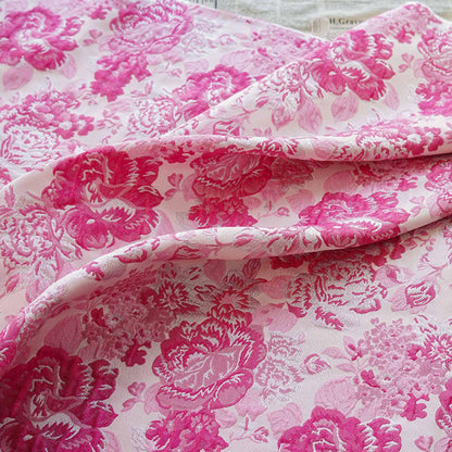 Reversible Jacquard Fabric, 3D Pink Floral Embossed Pattern, 59"W
