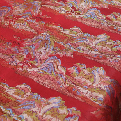 Chinese Silk Brocade Fabric: Ancient Paintings Pattern, 55" Wide