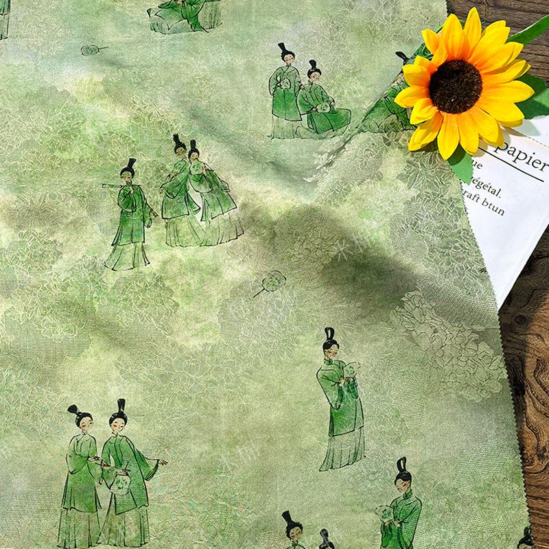 Luxury Xiangyun green tea silk Fabric ��� Rayon Jacquard Wea" Wide