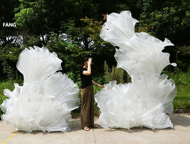 Pleated Organza Fabric: Shiny Crinkled Texture, 55" Wide