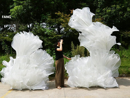 Pleated Organza Fabric: Shiny Crinkled Texture, 55" Wide