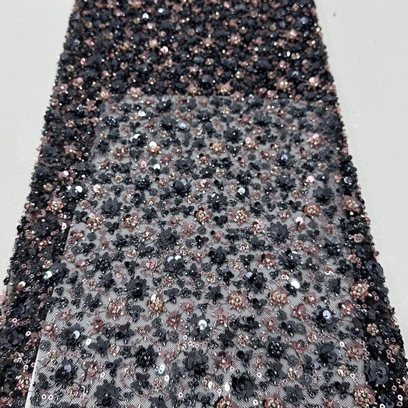 Embroidered Blossom Lace Fabric: Multi-Color Sequin Floral Appliqu��" Wide