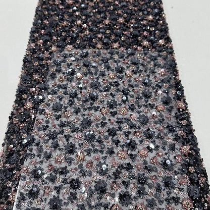 Embroidered Blossom Lace Fabric: Multi-Color Sequin Floral Appliqu��" Wide