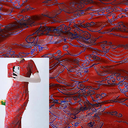 Ocean Waves Silk Rayon Brocade Fabric: Upholstery, Costume, Decor (29.5" Wide)
