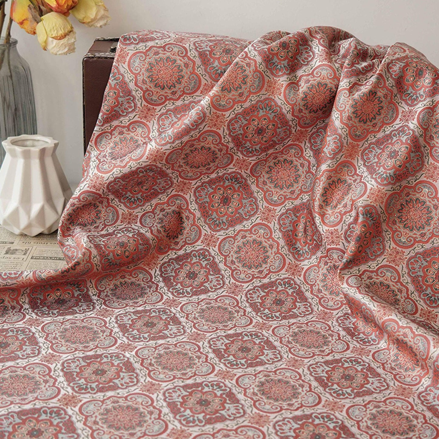 DunHuang Baoxiang Brocade Fabric: 65"W Tibetan Costume Material
