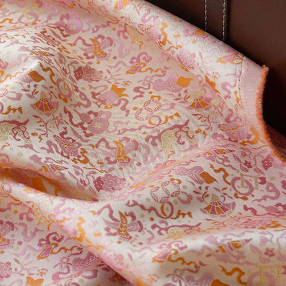 Flying Dragon Brocade Fabric: 59"W Rayon Satin