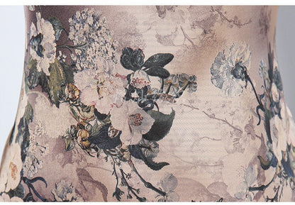Peony Floral Silk Damask Fabric - 59"W Digital Print