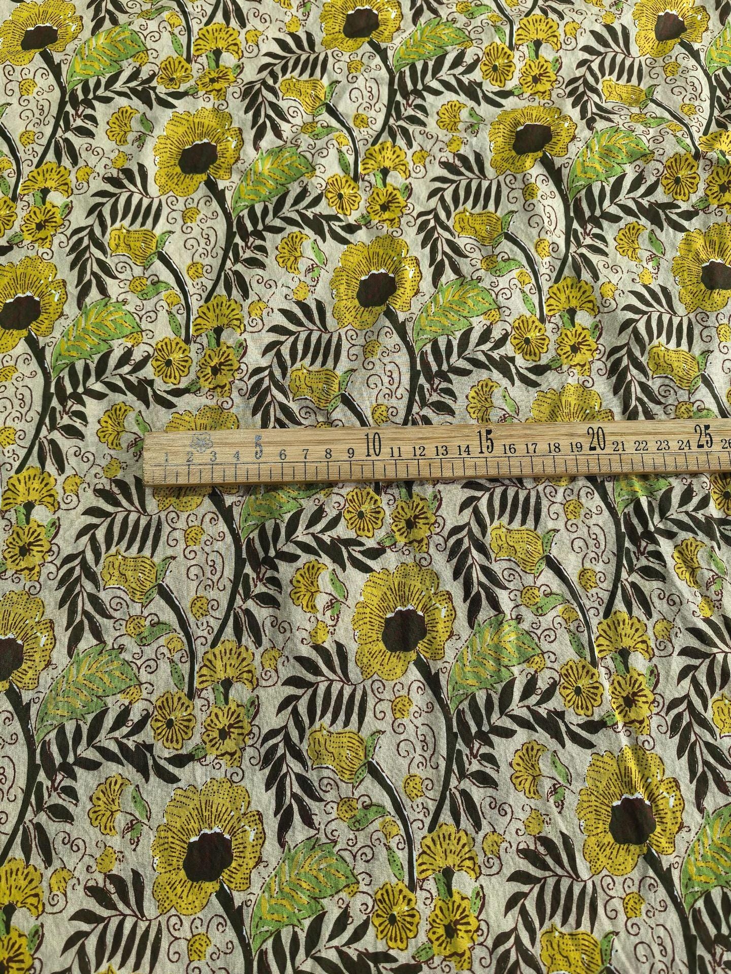 Tissu en coton imprimé au bloc : style indien estampé à la main - Couture et loisirs créatifs
