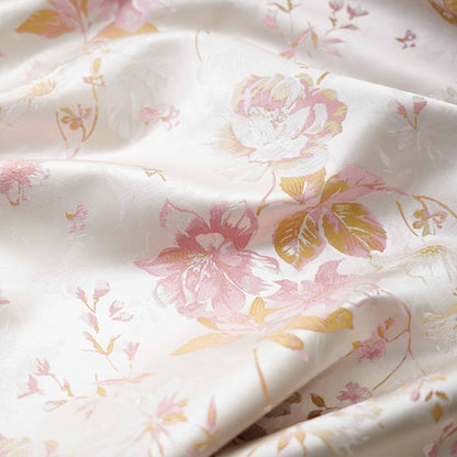 Tissu jacquard à motif floral et fil doré : texture 3D, largeur 160 cm, vendu au mètre