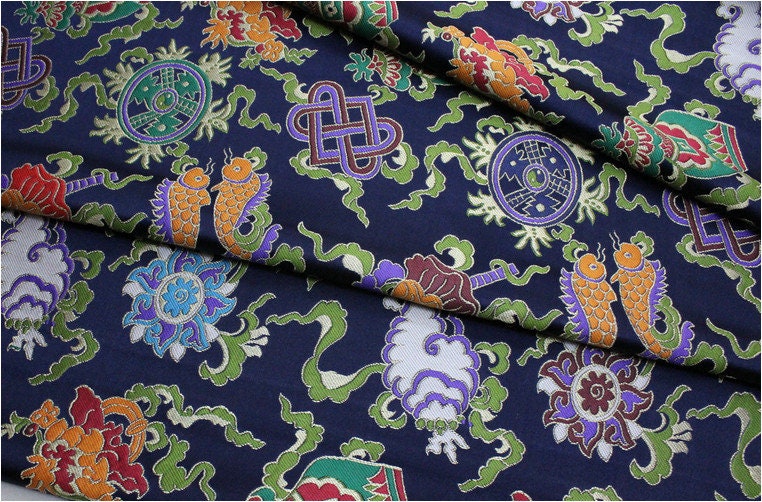 Chinese Brocade Fabric: Silk Rayon Jacquard, Mongolian Gown Decoration